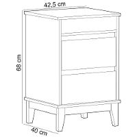 Mesa De Cabeceira 2 Gavetas Pés Retrô Madeira Maciça Cintra F06 Off White Freijó - Lyam Decor
