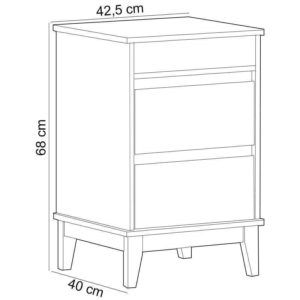 Mesa De Cabeceira 2 Gavetas Pés Retrô Madeira Maciça Cintra F06 Freijó - Lyam Decor - 4
