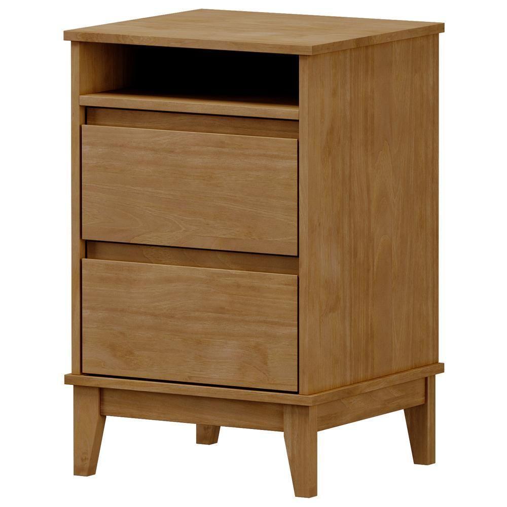 Mesa De Cabeceira 2 Gavetas Pés Retrô Madeira Maciça Cintra F06 Freijó - Lyam Decor - 5