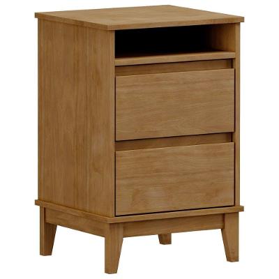 Mesa De Cabeceira 2 Gavetas Pés Retrô Madeira Maciça Cintra F06 Freijó - Lyam Decor