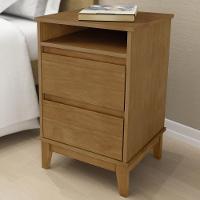 Mesa De Cabeceira 2 Gavetas Pés Retrô Madeira Maciça Cintra F06 Freijó - Lyam Decor - 2