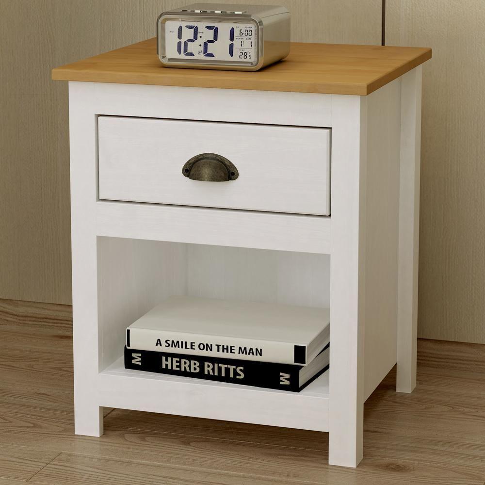 Mesa De Cabeceira 1 Gaveta Madeira Maciça Mazzaro F06 Branco Freijó - Lyam Decor - 2