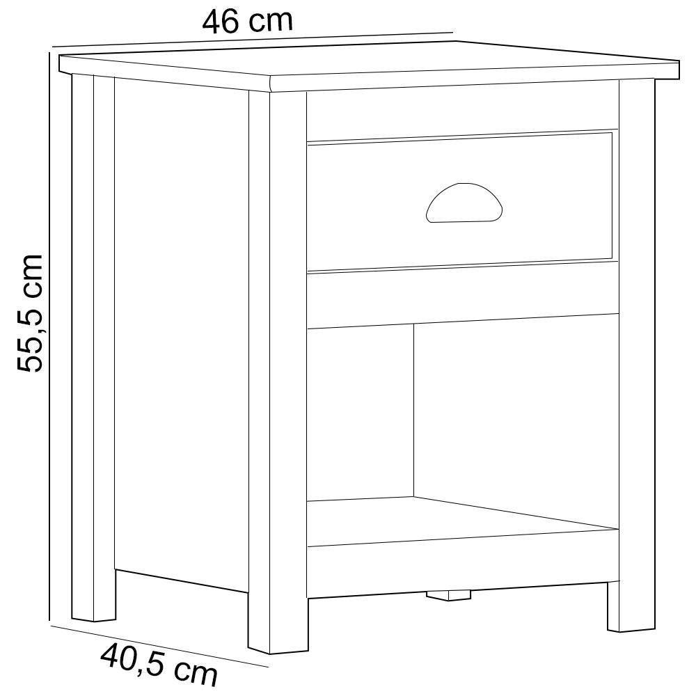 Mesa De Cabeceira 1 Gaveta Madeira Maciça Mazzaro F06 Branco Freijó - Lyam Decor - 4