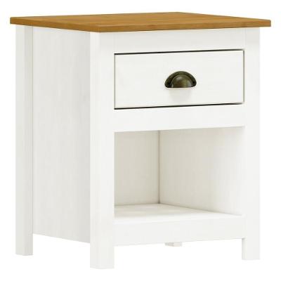 Mesa De Cabeceira 1 Gaveta Madeira Maciça Mazzaro F06 Branco Freijó - Lyam Decor