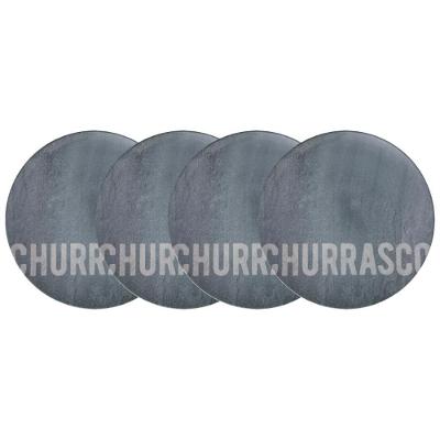 Kit Prato Raso Tramontina Churrasco Stone Em Porcelana 28 Cm 4 Peças