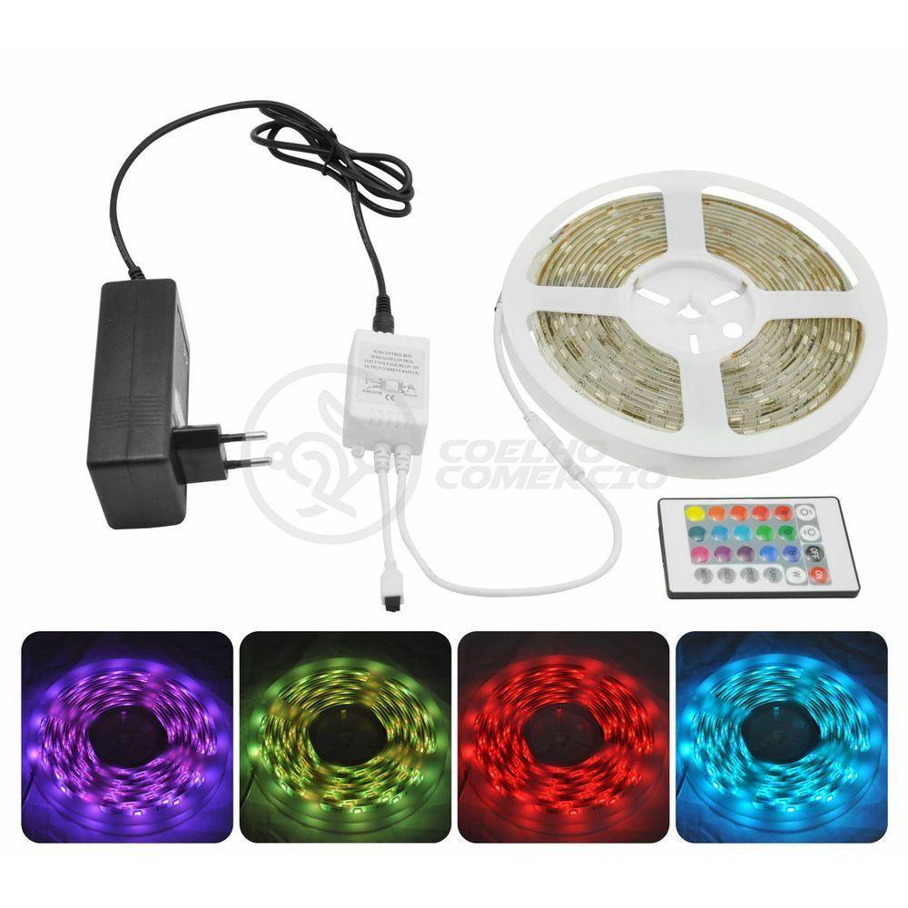 Fita Led 5m Rgb 16 Cores 5050 300 Leds + Fonte + Controle - 3