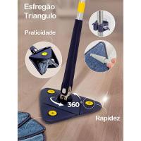 Esfregão Triângular Ajustável Com 2 Refil Azul - 6
