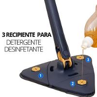Esfregão Triangular 360º Com Rodo Articulado E 2 Panos De Microfibra Lava E Seca