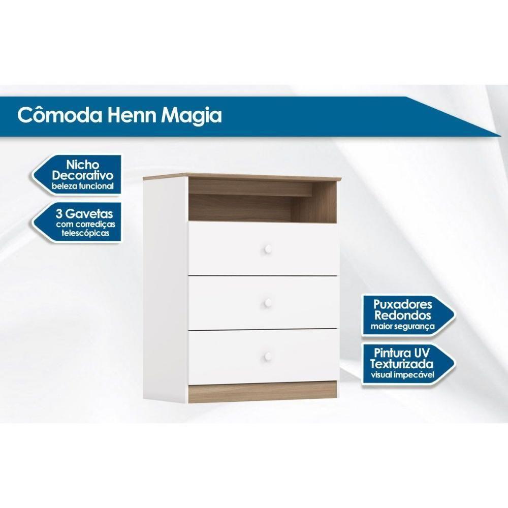 Cômoda Juvenil Magia C- 3 Gavetas Branco-jequitiba - Henn - 2