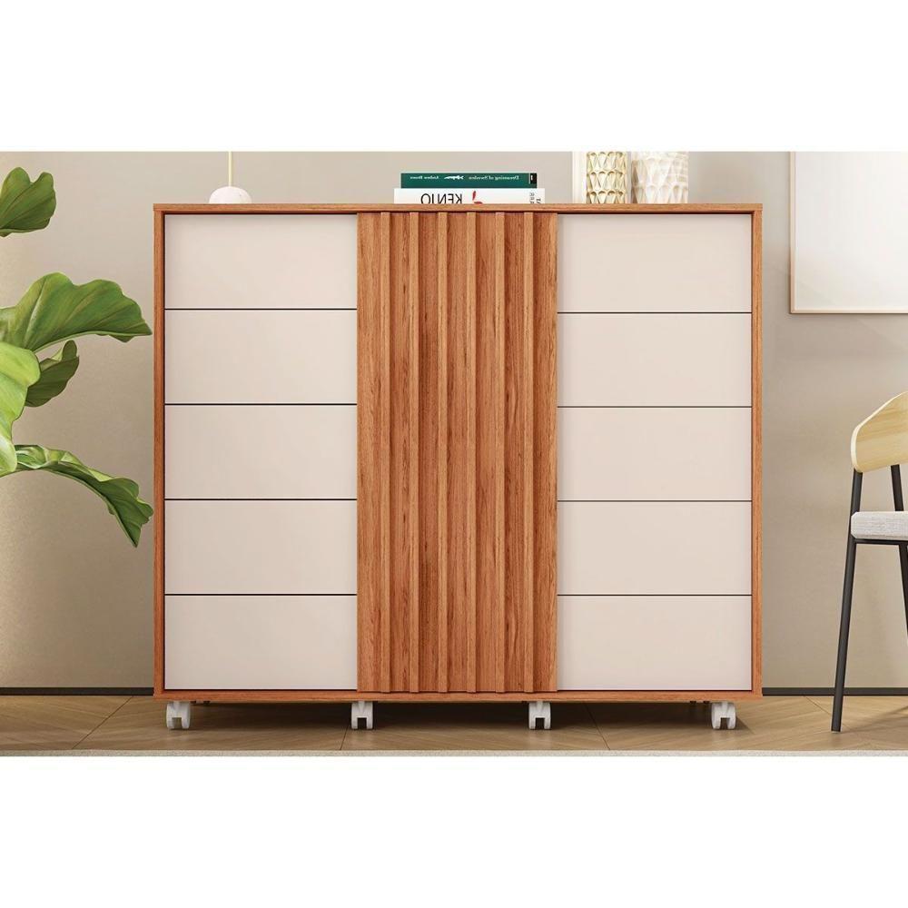 Cômoda Casal Pegasus C- 2 Portas E 5 Gavetas Freijo-off White - Caemmun - 1