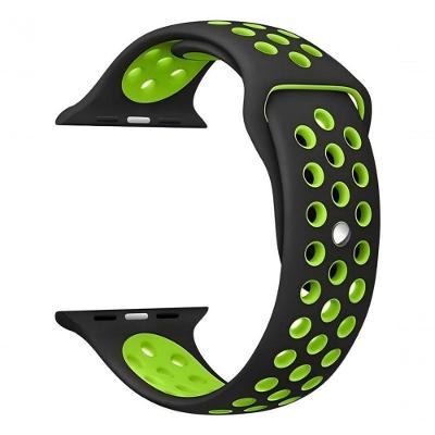 Pulseira Silicone Para Iwo Smartwatch 42mm E 44mm Sport - Preto E Verde