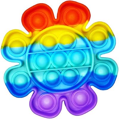 Pop It Flor Fidget Toy Brinquedo Silicone Anti Stress Bolha Sensorial - Arco íris Colorido
