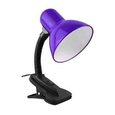 Luminária De Mesa Com Presilha Articulada Roxo Entrada E27 Bivolt Para Escritório