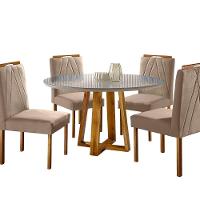 Sala De Jantar Natalle Mesa E 4 Cadeiras Móveis Mundial Mel-off-white-bege - 2