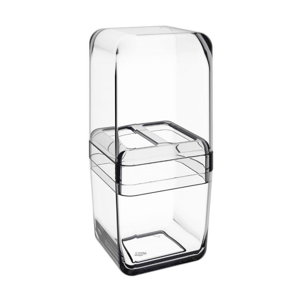 Porta-escova Cube Com Tampa 8,5 X 8,5 X 19,5 Cm Cristal Coza - 1