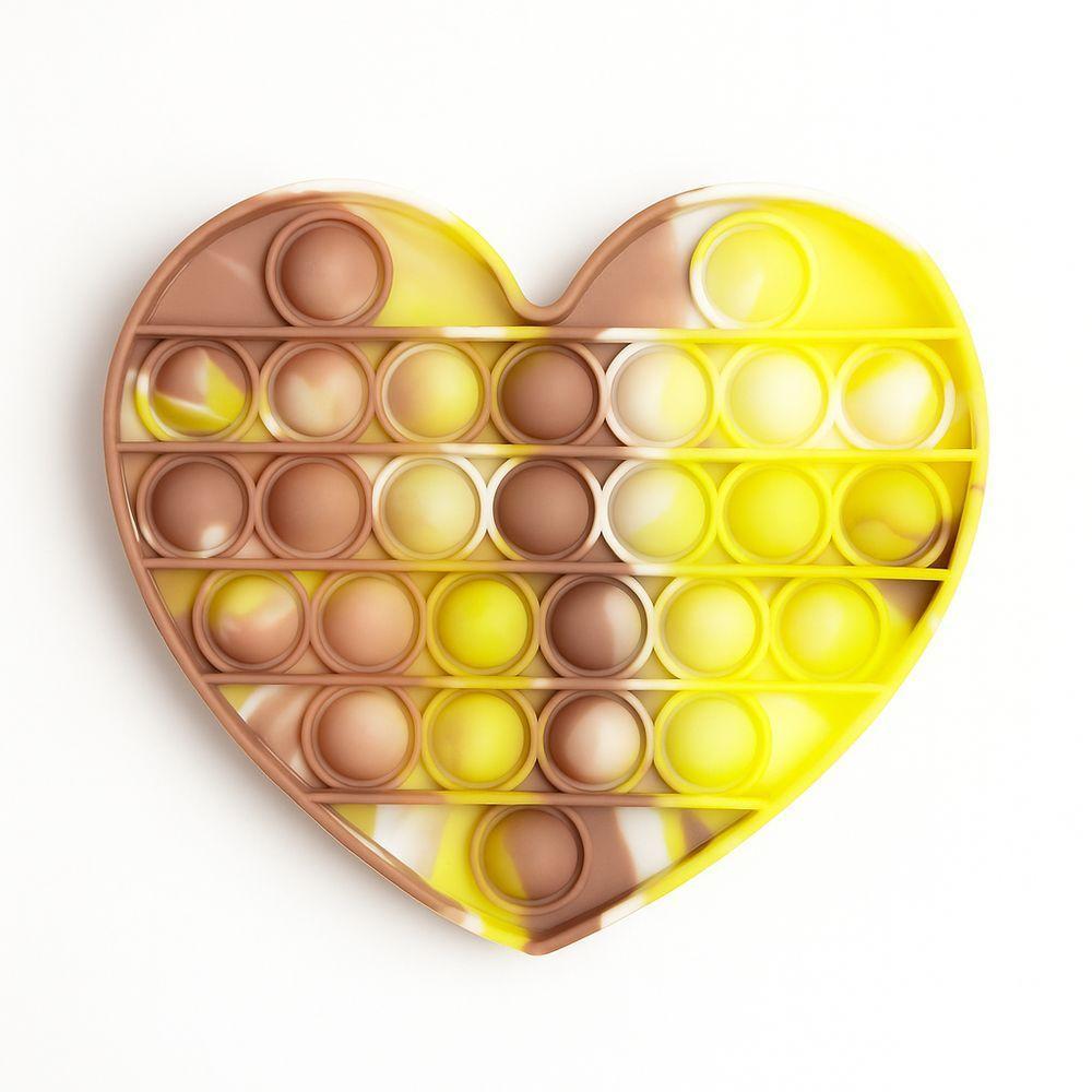 Pop It Tie Dye Coração Fidget Toy Brinquedo Silicone Sensorial - Amarelo E Marrom - 1
