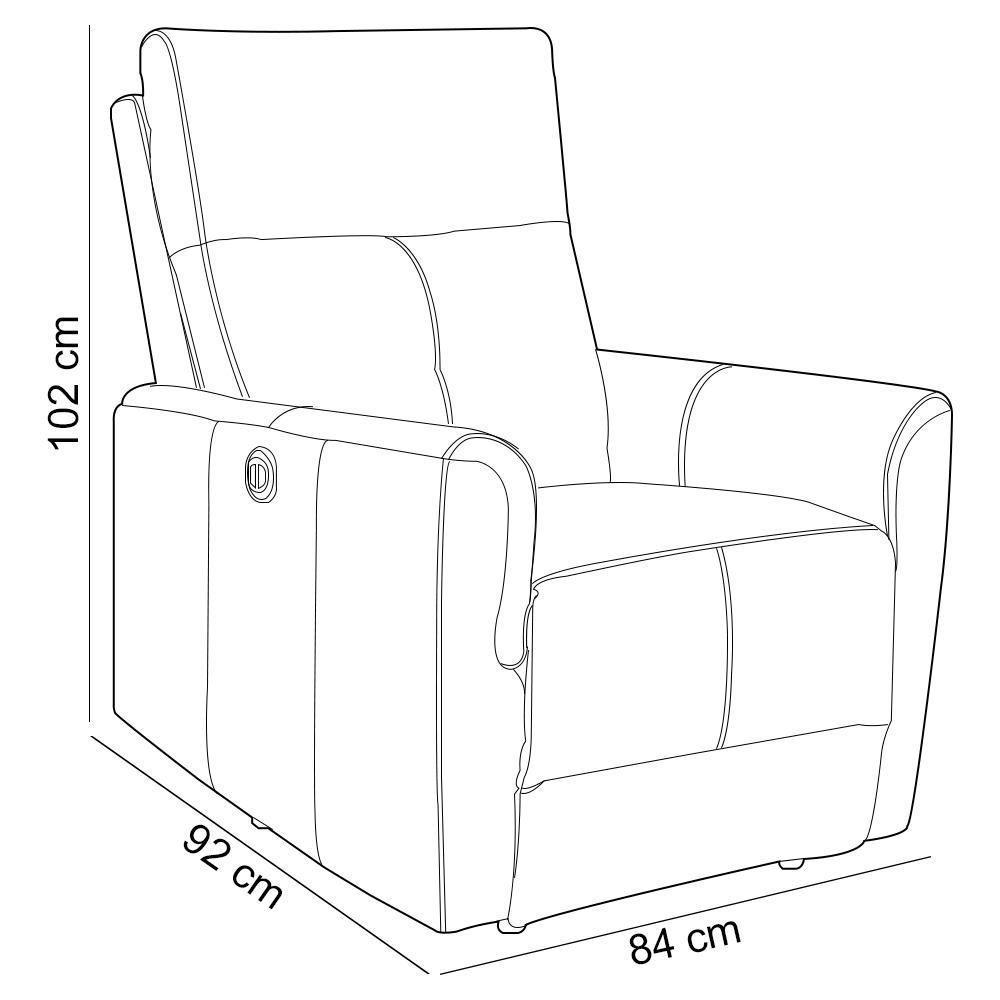 Poltrona Retrátil Reclinável Elétrica Para Sala Living Sillon L06 Couro Bege - Lyam Decor - 8