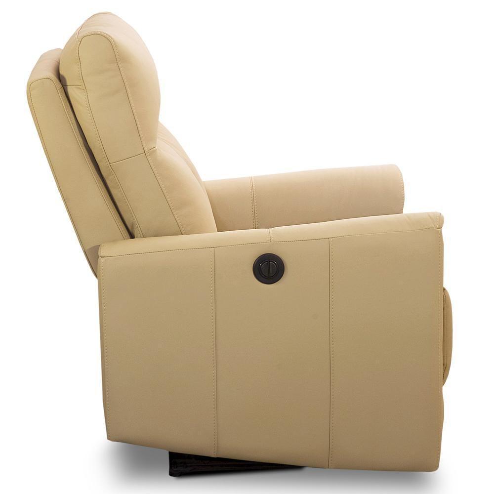 Poltrona Retrátil Reclinável Elétrica Para Sala Living Sillon L06 Couro Bege - Lyam Decor - 9