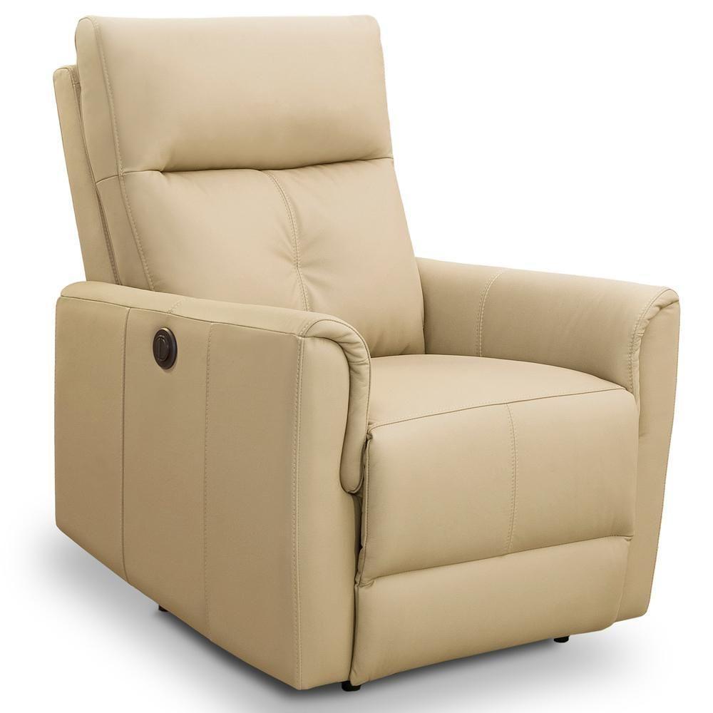 Poltrona Retrátil Reclinável Elétrica Para Sala Living Sillon L06 Couro Bege - Lyam Decor - 10