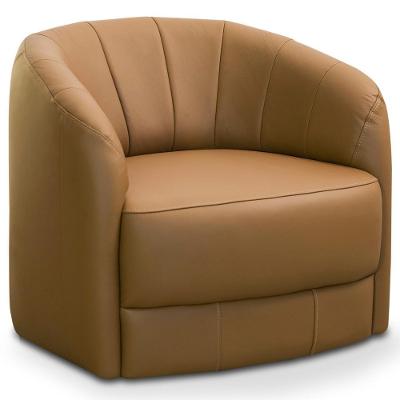 Poltrona Decorativa Orgânica Giratória Jamal L06 Couro Caramelo - Lyam Decor