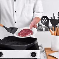 Kit De Utensílios De Cozinha Em Silicone E Cabo De Madeira - 12 Peças - Preto - 8