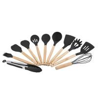 Kit Utensílios Cozinha Silicone Com Suporte 12 Pçs Colheres Preto - 2