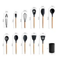 Kit Utensílios Cozinha Silicone Com Suporte 12 Pçs Colheres Preto - 3