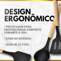 Kit De Utensílios De Cozinha Em Silicone Com Cabo De Madeira 12 Peças - Qualidade Premium - Rosa - 6