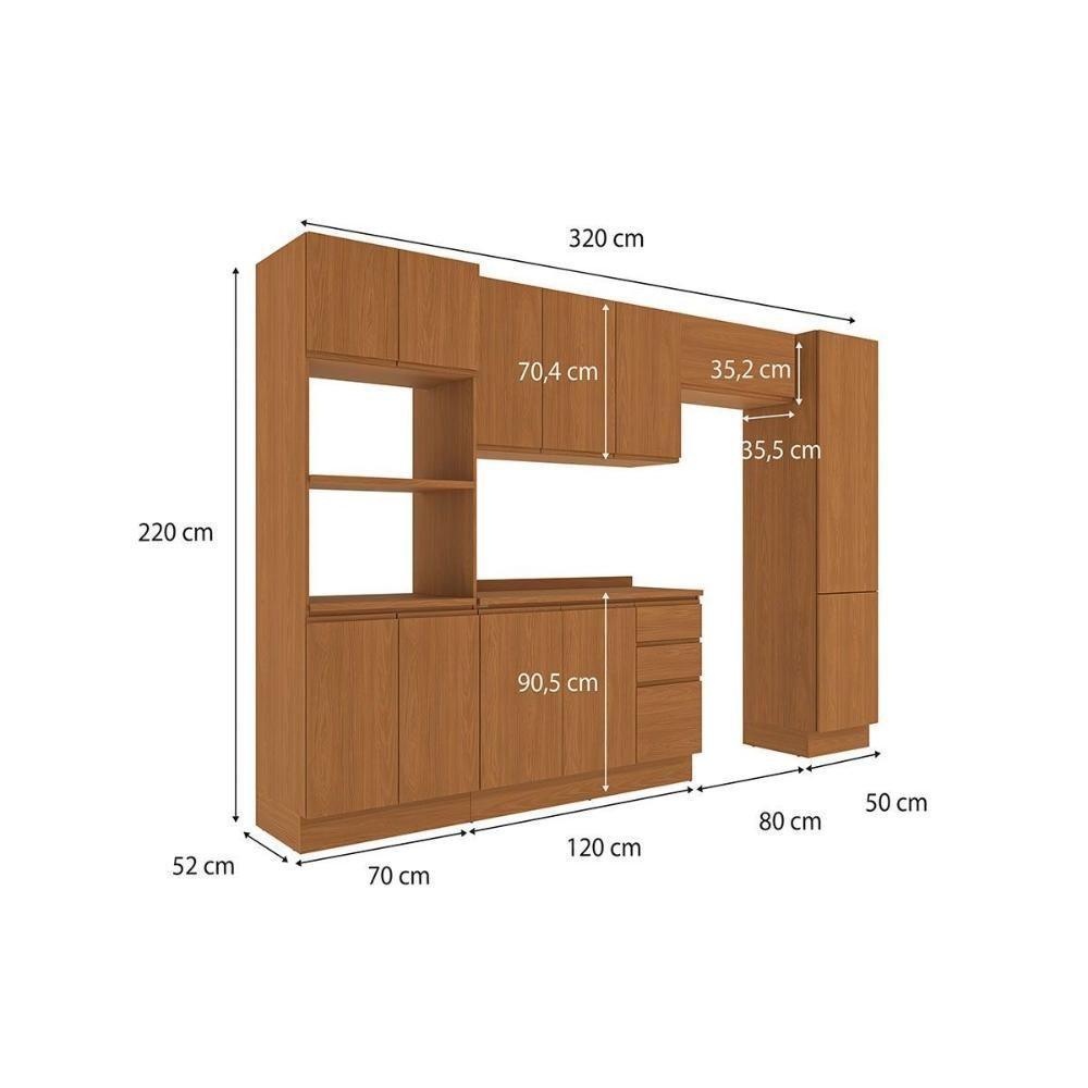 Kit Cozinha Modulada 6 Peças Ciela (2aéreos+1balcão+1paneleiro+1torrequente+1complemento) C6p94 Canela - Kappesberg - 3