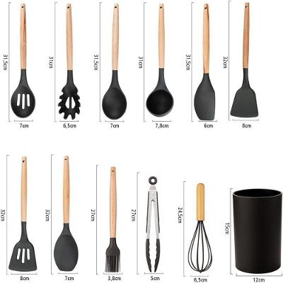 Kit De 12 Peças Conjunto De Utensílios De Cozinha Com Silicone - Preto