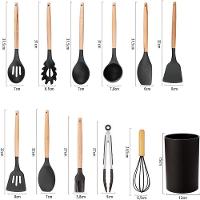 Kit De 12 Peças Conjunto De Utensílios De Cozinha Com Silicone - Preto - 1