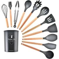 Kit De 12 Peças Conjunto De Utensílios De Cozinha Com Silicone - Preto - 2