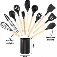 Kit De 12 Peças Conjunto De Utensílios De Cozinha Com Silicone - Preto - 3