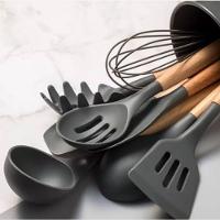 Kit De 12 Peças Conjunto De Utensílios De Cozinha Com Silicone - Preto - 4