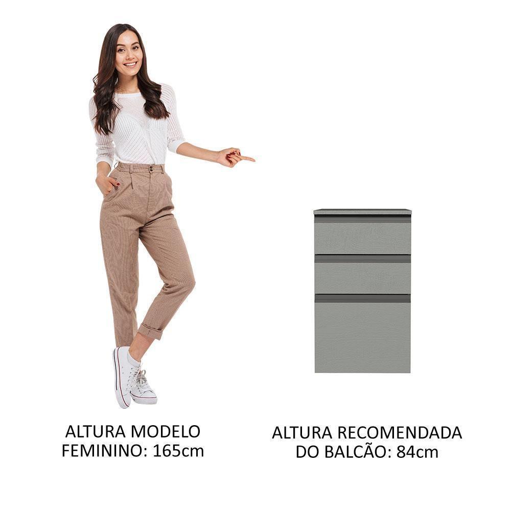 Balcão 40 Cm 3 Gavetas Suspenso Cinza Nice Madesa Cinza - 8
