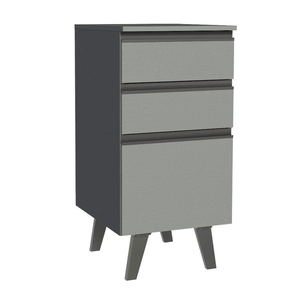 Balcão 40 Cm 3 Gavetas Com Pés Cinza Nice Madesa Cinza - 1
