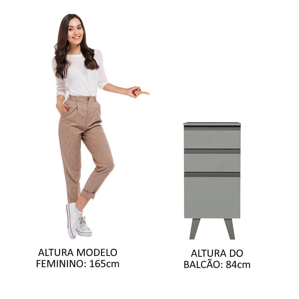 Balcão 40 Cm 3 Gavetas Com Pés Cinza Nice Madesa Cinza - 3