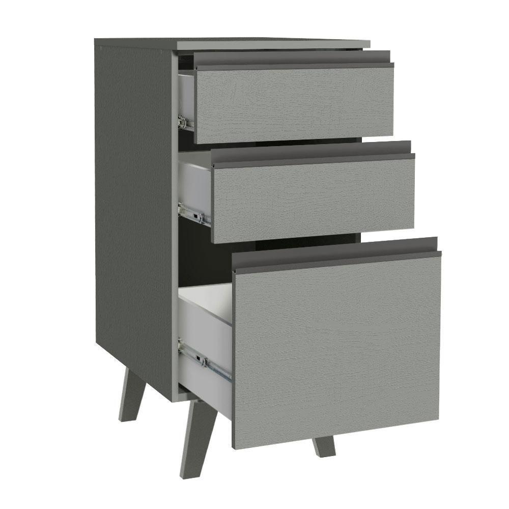 Balcão 40 Cm 3 Gavetas Com Pés Cinza Nice Madesa Cinza - 4