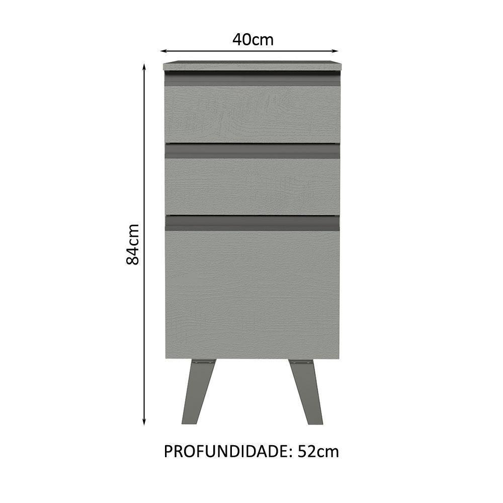 Balcão 40 Cm 3 Gavetas Com Pés Cinza Nice Madesa Cinza - 5