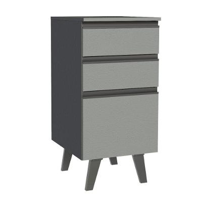 Balcão 40 Cm 3 Gavetas Com Pés Cinza Nice Madesa Cinza