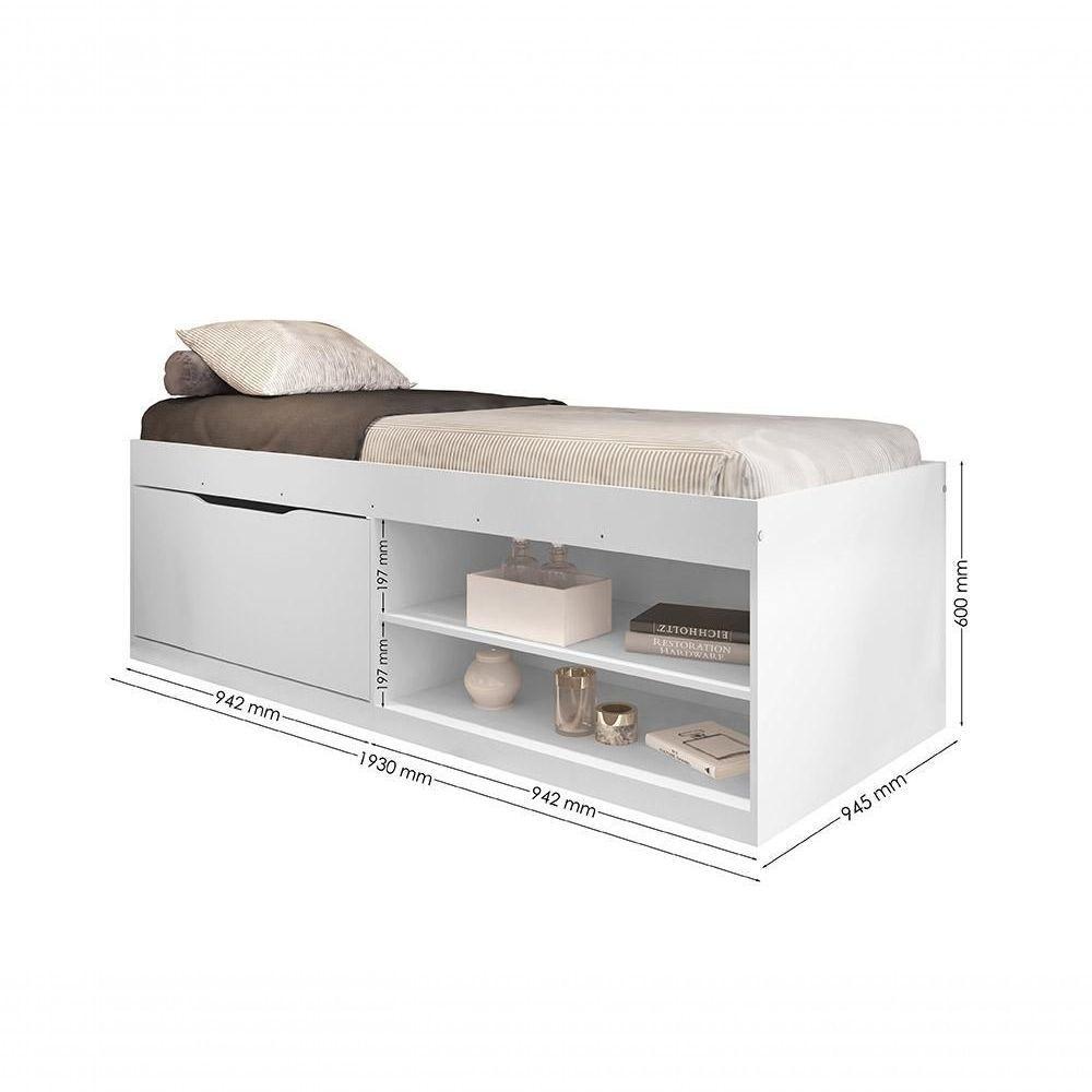 Cama Com Sapateira Solteiro Vanessa 0,88 Branco - Framar Móveis - 4