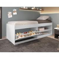 Cama Com Sapateira Solteiro Vanessa 0,88 Branco - Framar Móveis - 2