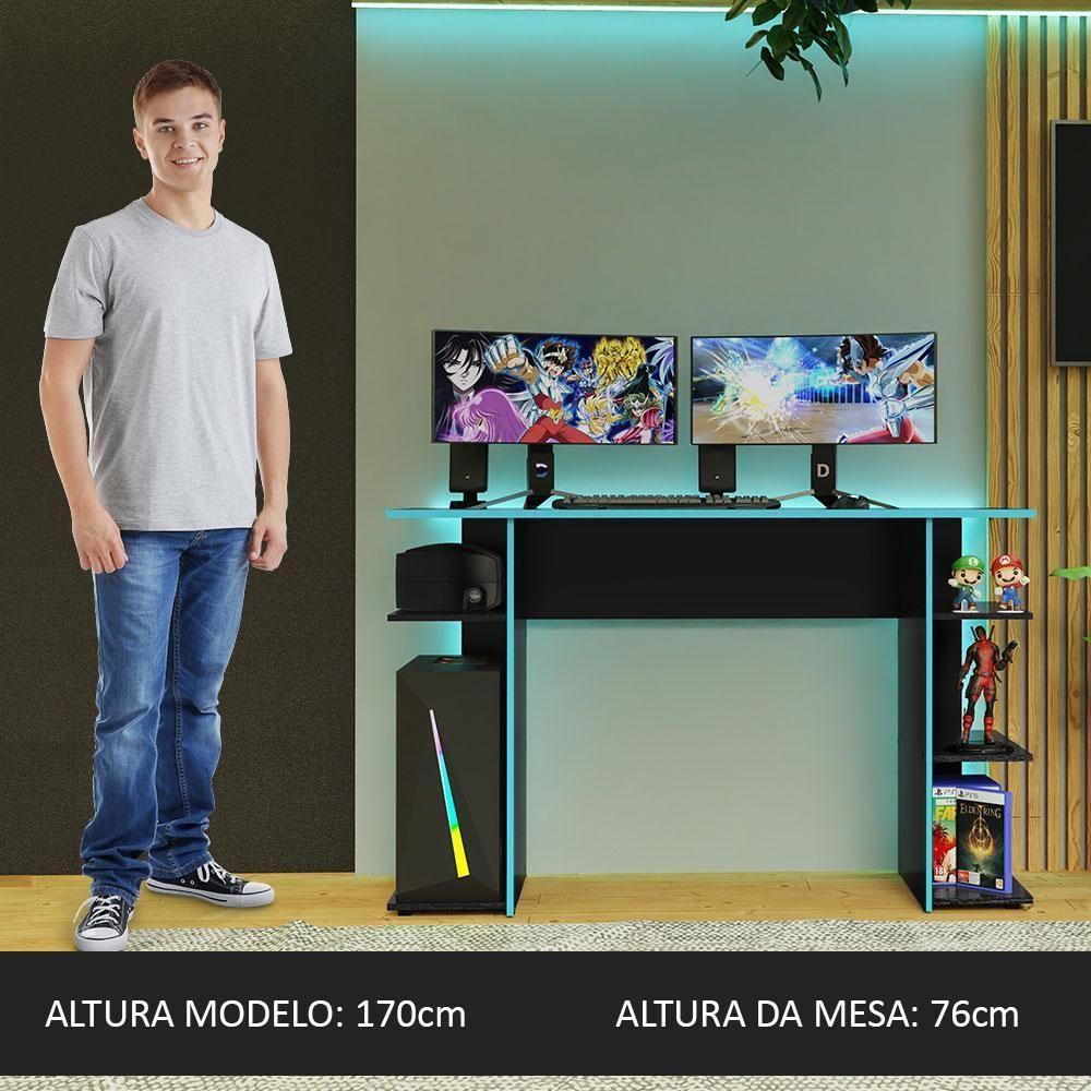 Escrivaninha Mesa Para Computador Gamer Preto-azul 9424 Madesa Preto-azul - 2