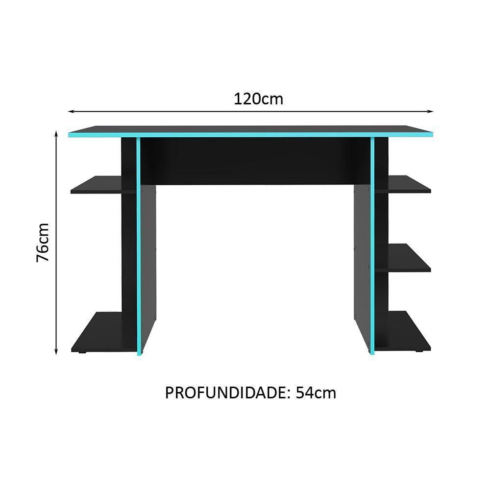 Escrivaninha Mesa Para Computador Gamer Preto-azul 9424 Madesa Preto-azul - 8