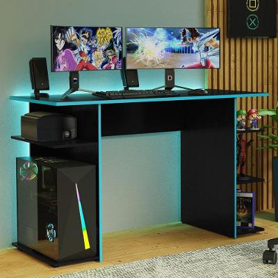 Mesa para Computador Gamer Retangular 9424 Moderno MDF 120cm Preto Azul