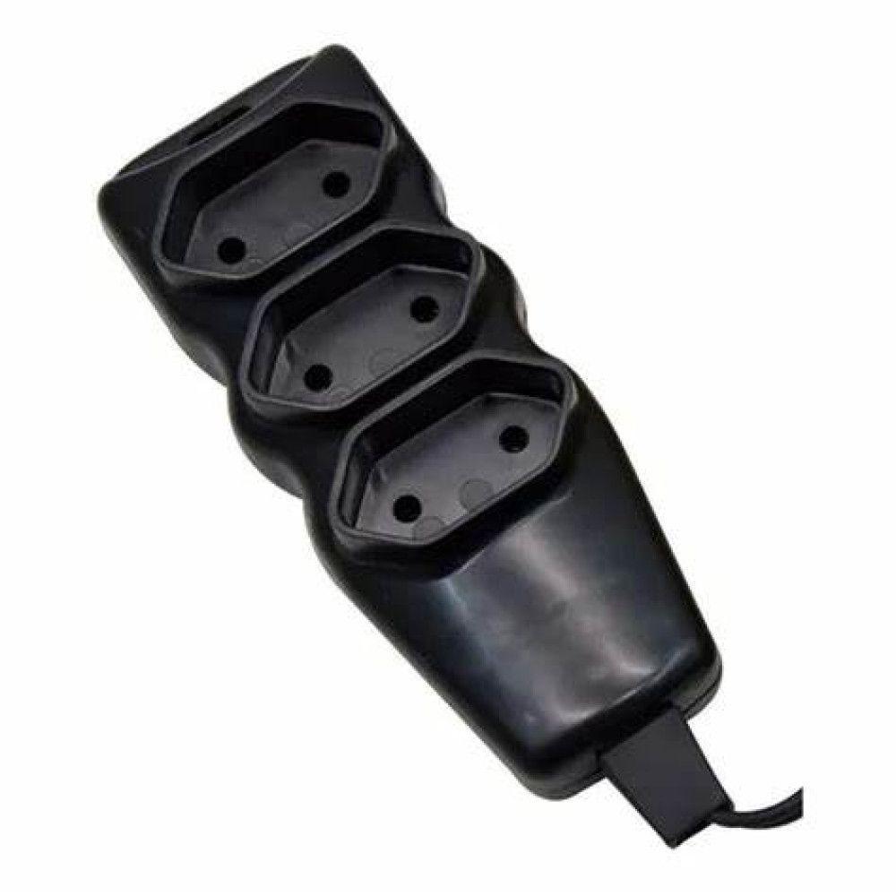 Extensao Com Plugue 2p T Pp Plano 90º 3x0,75 1,5m Preta - 1