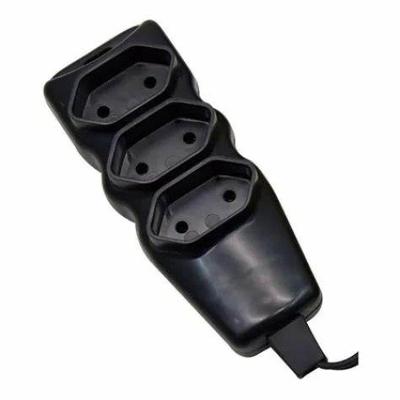 Extensao Com Plugue 2p T Pp Plano 90º 3x0,75 1,5m Preta