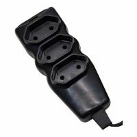 Extensao Com Plugue 2p T Pp Plano 90º 3x0,75 1,5m Preta - 1