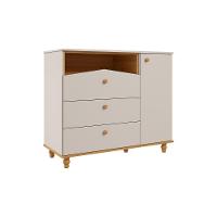 Cômoda Bebê Casinha 3 Gavetas E 1 Porta Off White-nature - Permóbili Baby - 1
