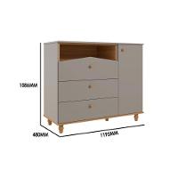 Cômoda Bebê Casinha 3 Gavetas E 1 Porta Off White-nature - Permóbili Baby - 2